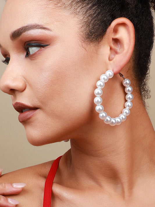 Set Of 2 Silver-Plated Contemporary Half Hoop Earrings