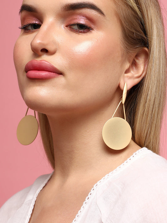 Glamour Fusion Fancy Set Of 2 Gold-Toned Contemporary Drop Earrings