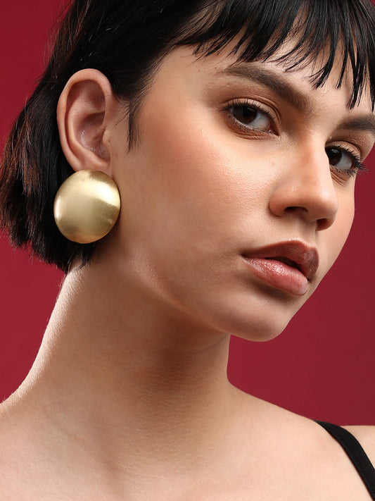 Set Of 2 Gold-Plated Contemporary Studs Earrings