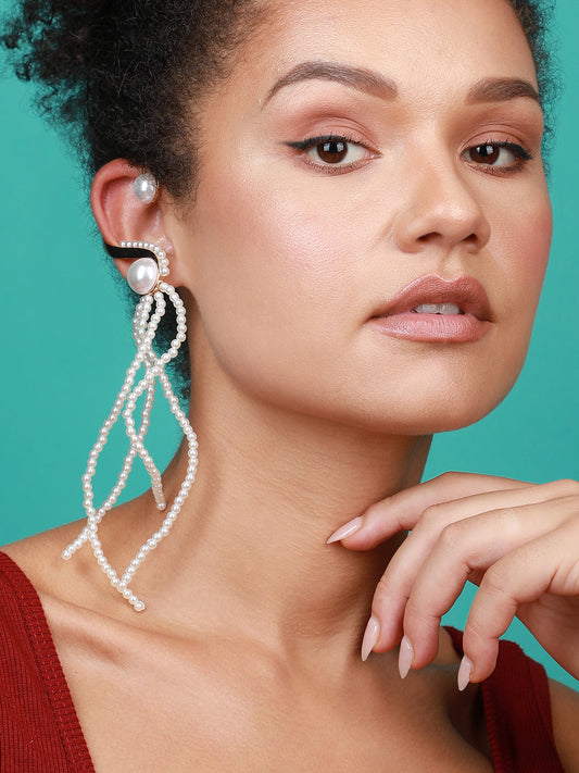 Set Of 2 Gold-Plated Contemporary Ear Cuff Earrings