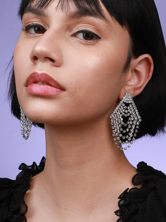 Pack Of 2 Silver-Plated Contemporary Drop Earrings