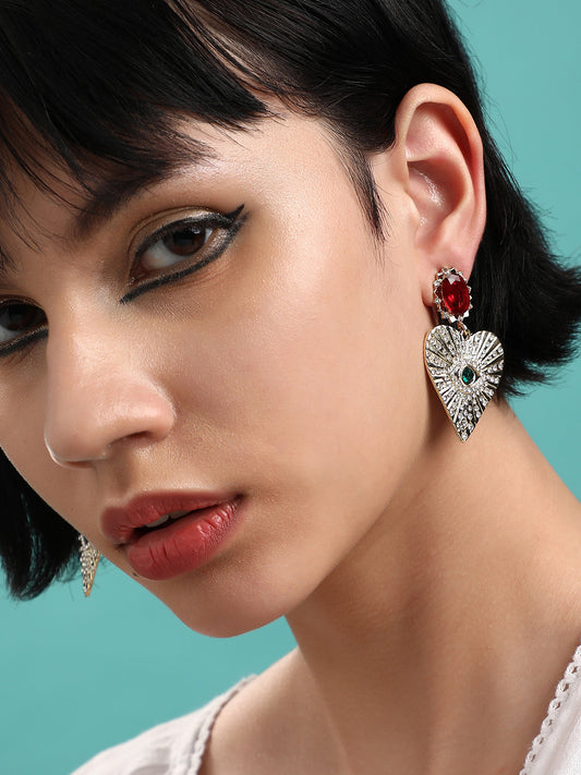 Set Of 2 Gold-Plated Contemporary Drop Earrings