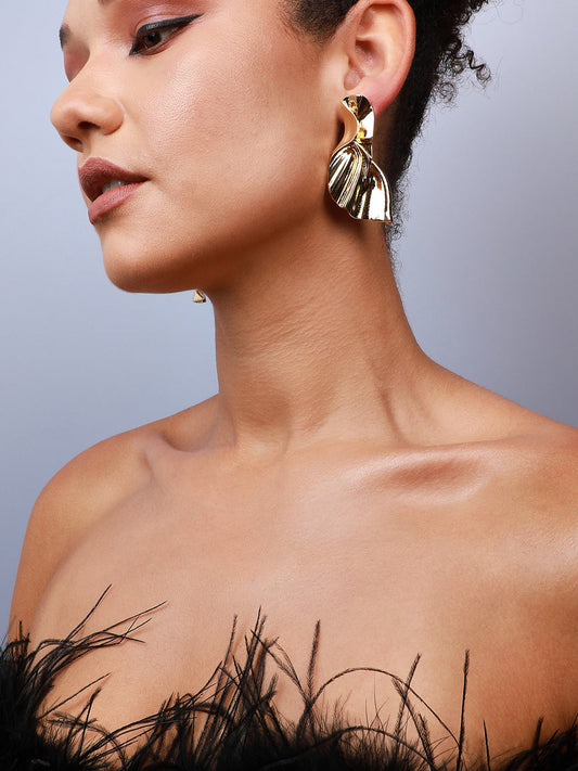 Dazzling Delights Set Of 2 Gold-Plated Contemporary Drop Earrings