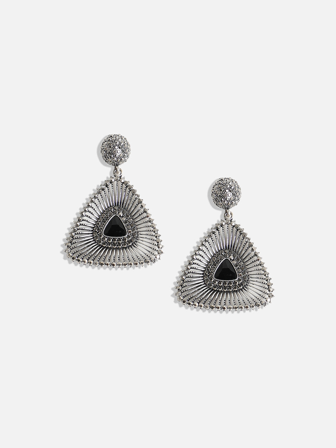 Set Of 2 Silver-Plated Contemporary Drop Earrings