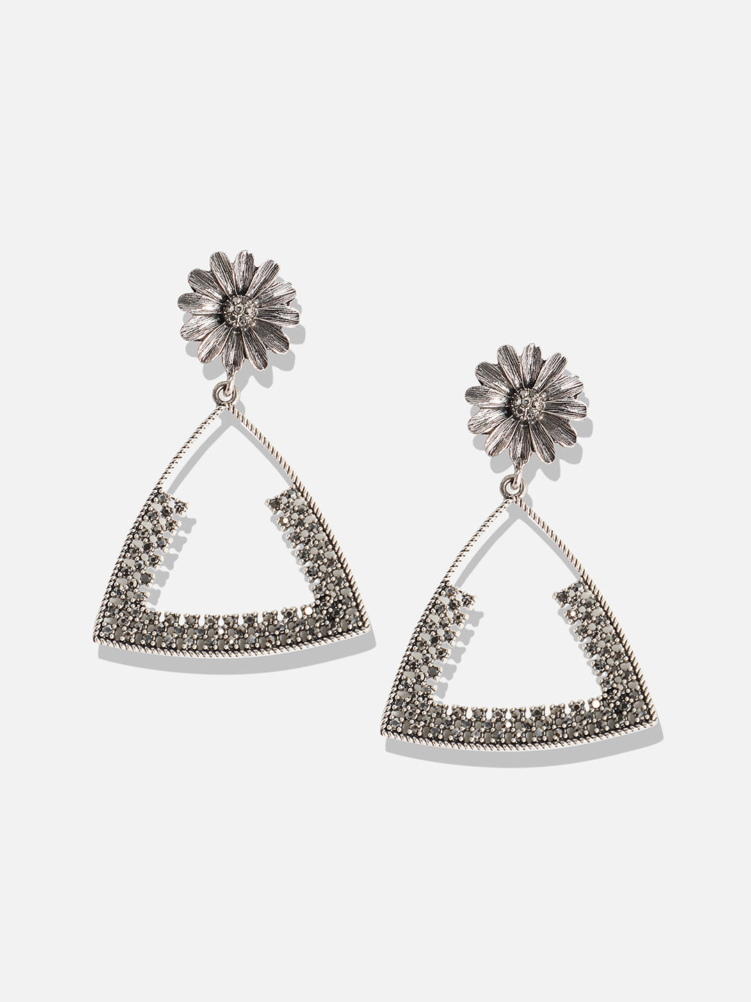 Set Of 2 Silver-Plated Contemporary Drop Earrings
