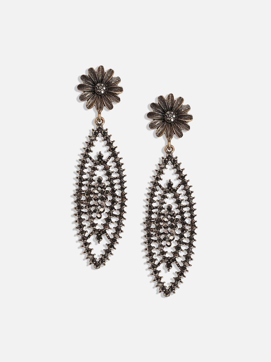 Set Of 2 Gold-Plated Contemporary Drop Earrings