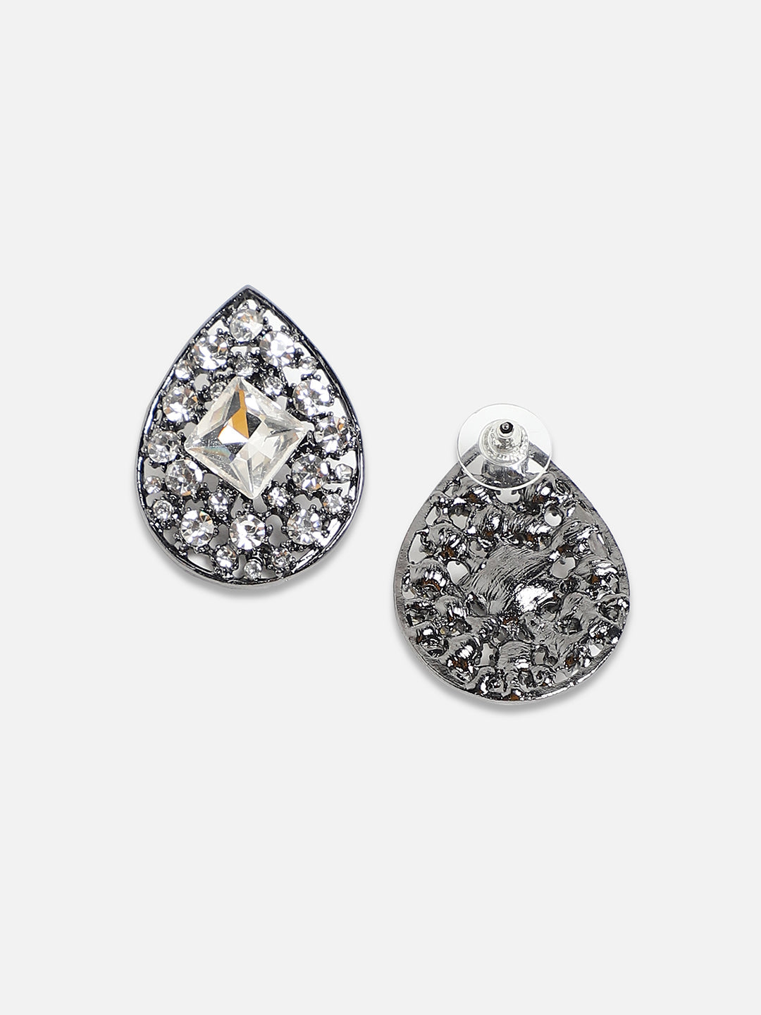 Set Of 2 Silver-Plated Contemporary Studs Earrings