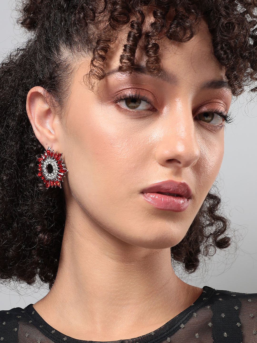 Set Of 2 Silver-Plated Contemporary Studs Earrings