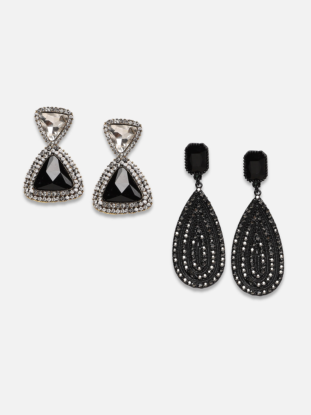 Set Of 2 Brass-Plated Contemporary Drop Earrings