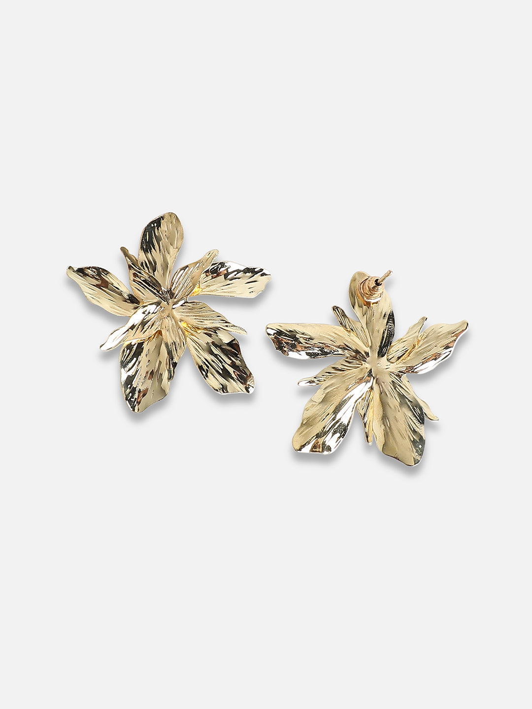 Set Of 2 Gold-Plated Contemporary Studs Earrings