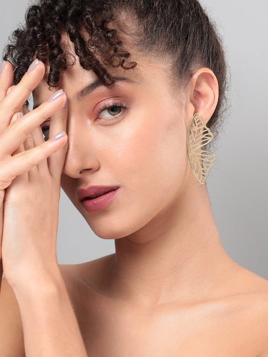 Set Of 2 Gold-Plated Contemporary Drop Earrings