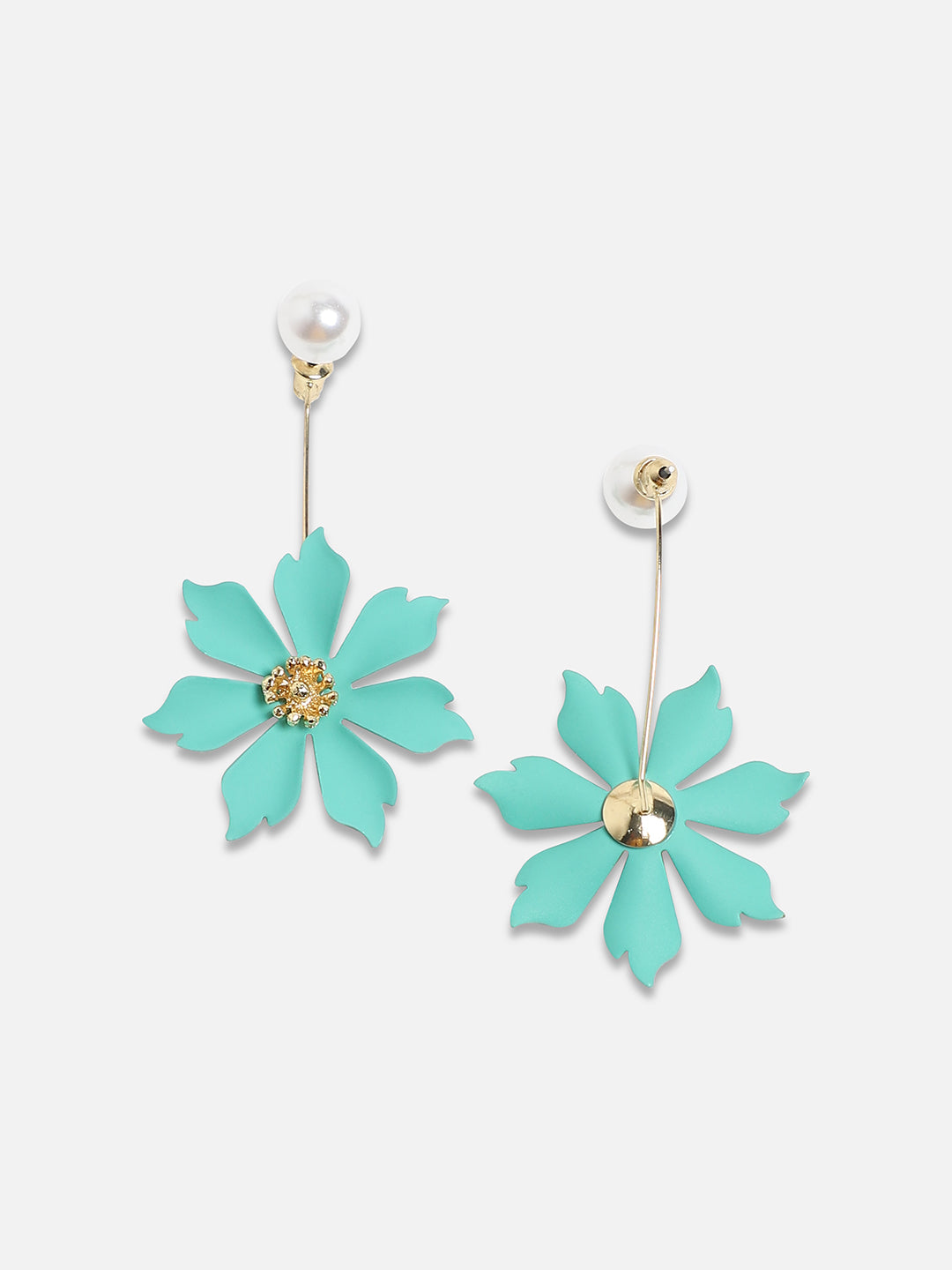 Set Of 2 Gold-Plated Contemporary Drop Earrings
