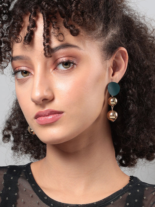 Set Of 2 Gold Plated Contemporary Drop Earrings