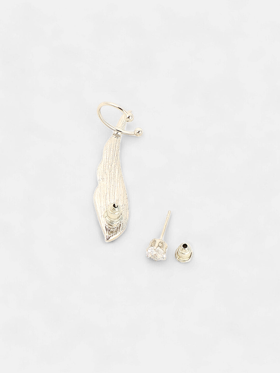 The Bling Wing Cuff Earrings - Metallic Silver-SOHIER6030