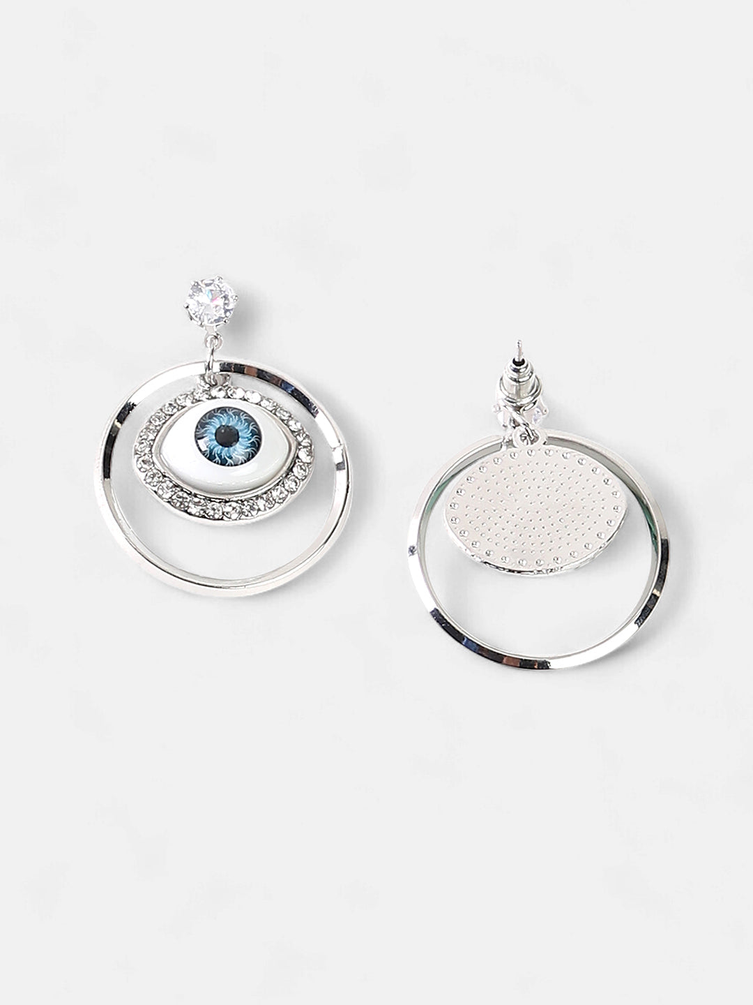 The Evil-Eye Loop Drop Earrings - Metallic Silver-SOHIER6133
