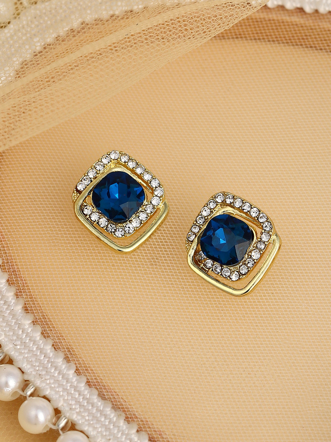 The Midnight Loop Stud Earrings - Sapphire Blue-SOHIER6147