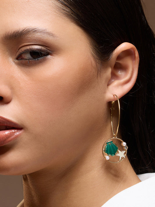 The Under-The-Sea Hoop Earrings - Emerald Green-SOHIER6149