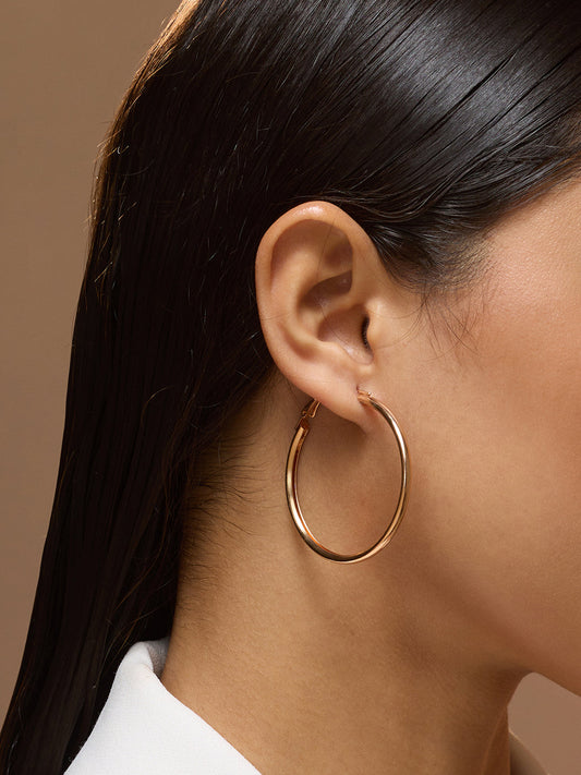 The Medium Minimal Hoop Earrings - California Gold-SOHIER6150