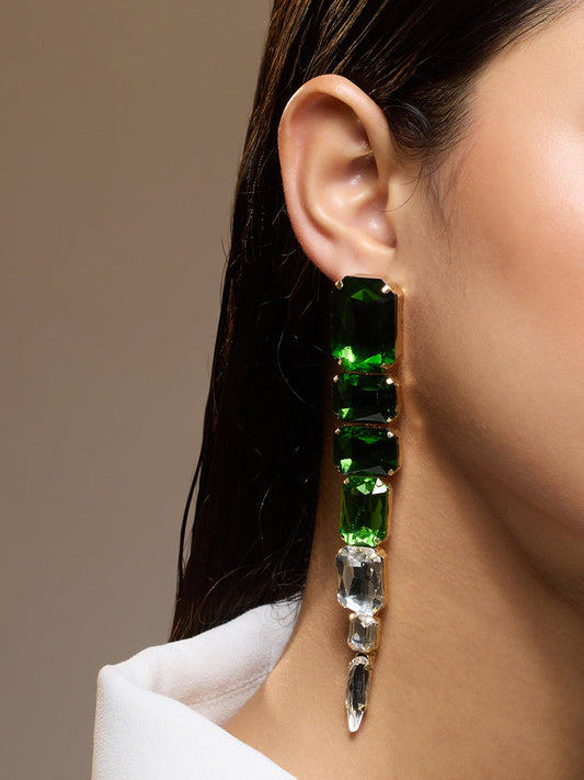 The Forêt Drop Earrings - Emerald Green-SOHIER6156