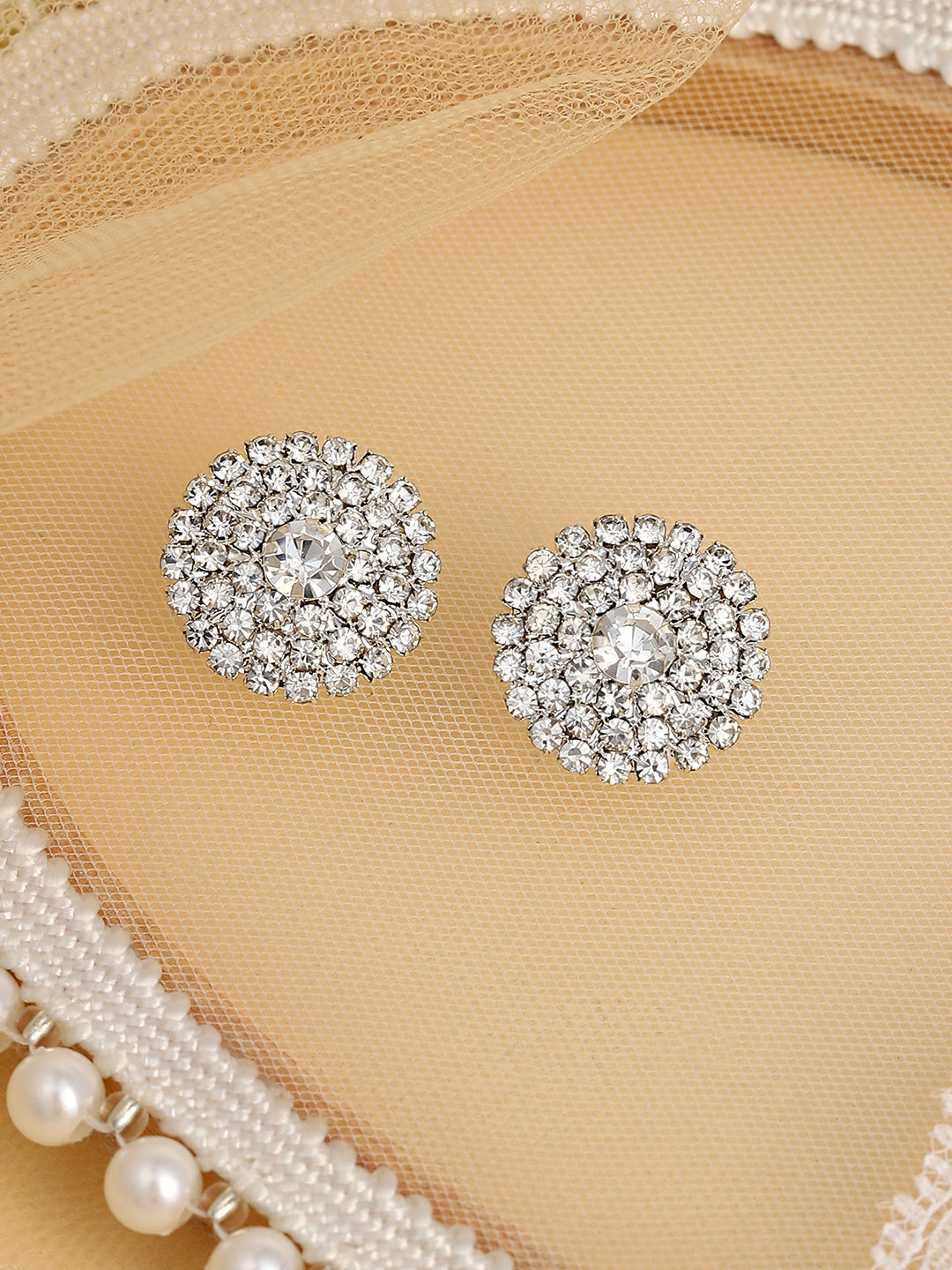 The Small Crystalized Stud Earrings - Crystal Silver-SOHIER6158