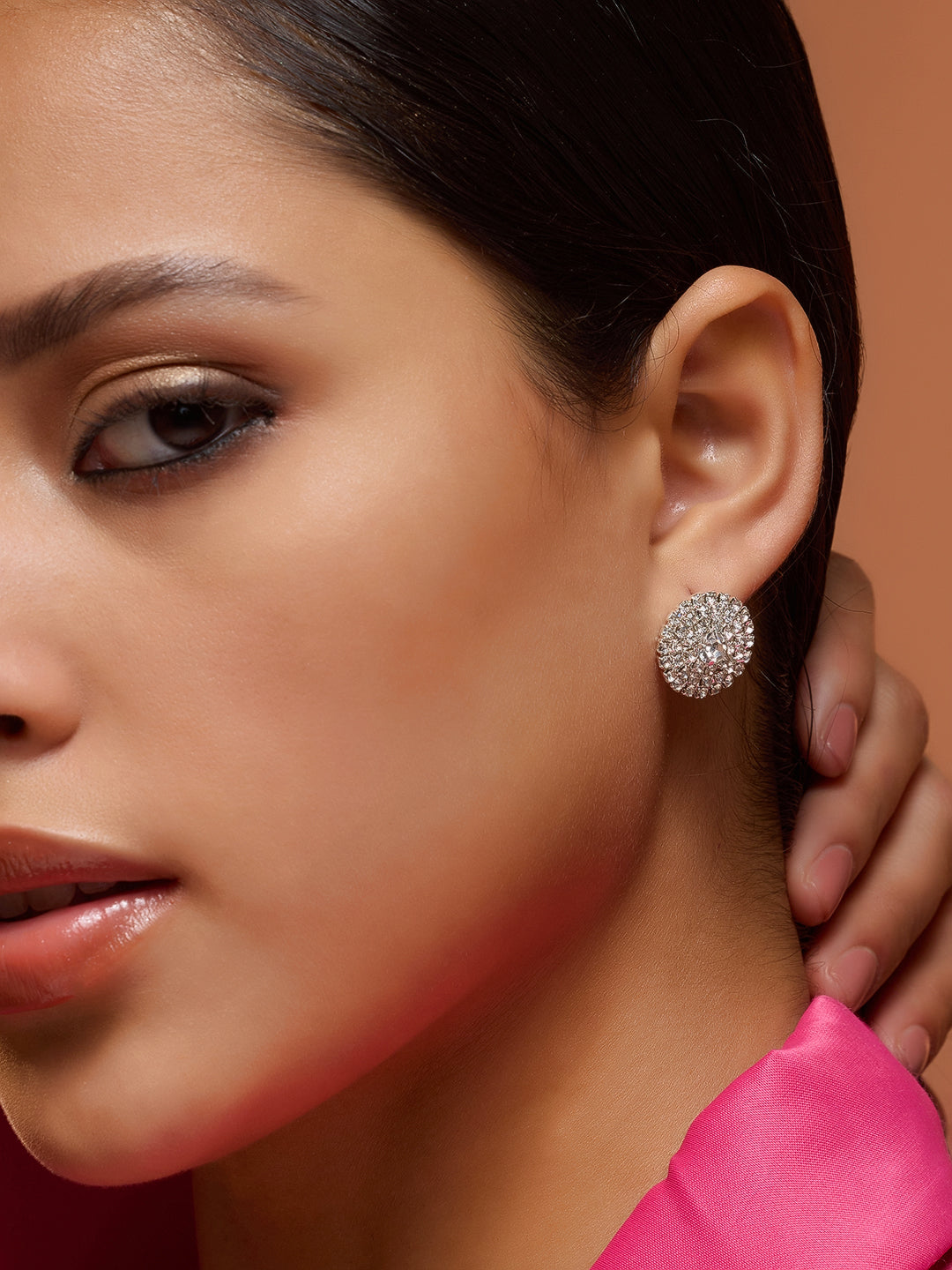 The Small Crystalized Stud Earrings - Crystal Silver-SOHIER6158