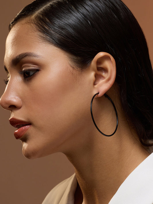 The Large Minimal Hoop Earrings - Onyx Black-SOHIER6161