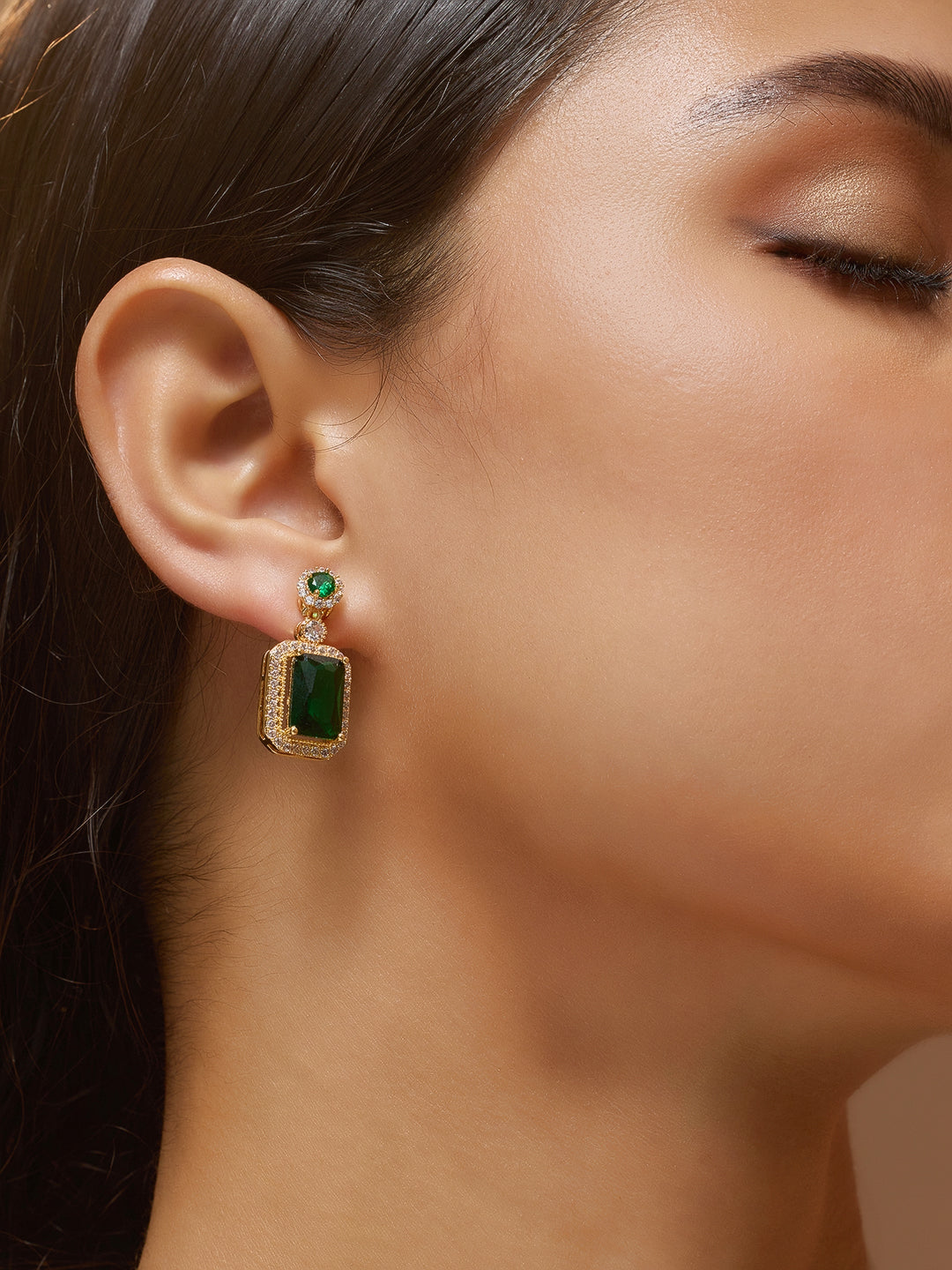 The Brigette Drop Earrings - Emerald Green-SOHIER6166