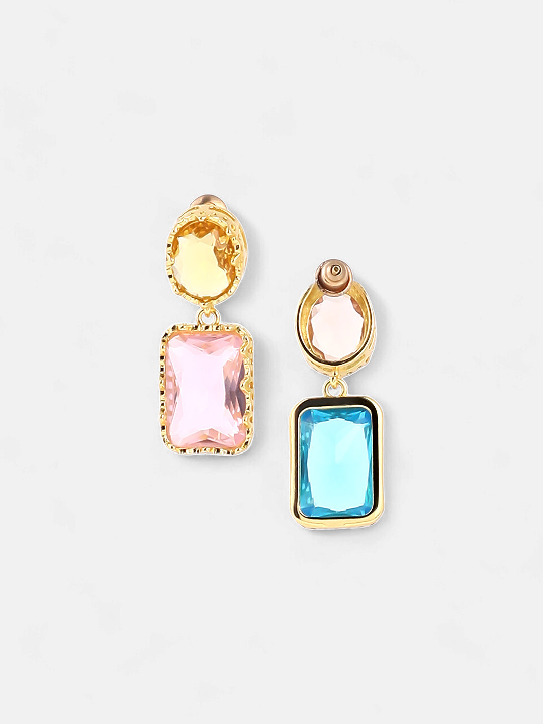 The Éléanor Drop Earrings - Azure Blue & Blush Pink-SOHIER6174