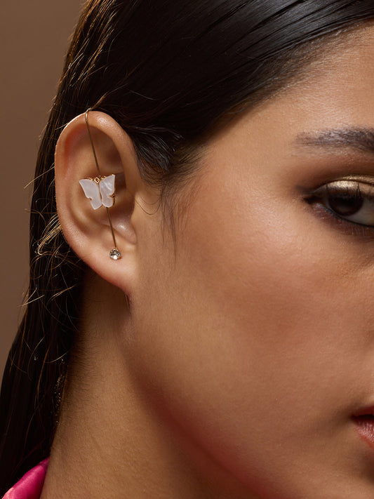 The Papillon Cuff Earrings - Ivory White-SOHIER6184