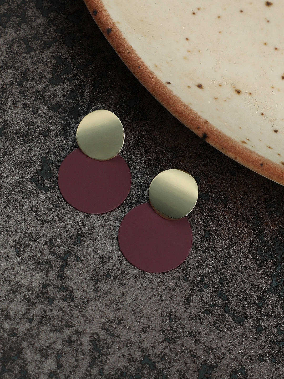 The Circulo Drop Earrings - Wine Red-SOHIER6252