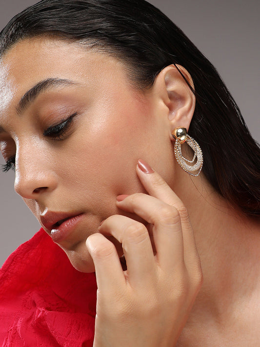 Gold-Plated Alloy Contemporary Drop Earrings