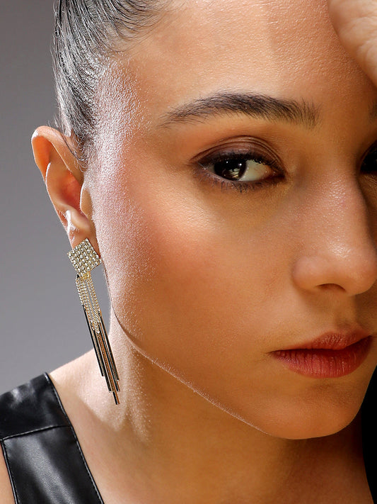 Gold-Plated Alloy Drop Earrings