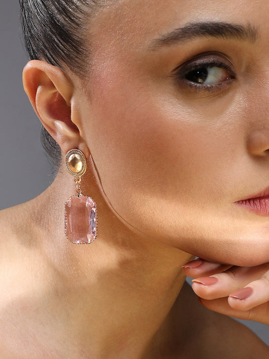 Gold-Plated Artificial Stones Earrings