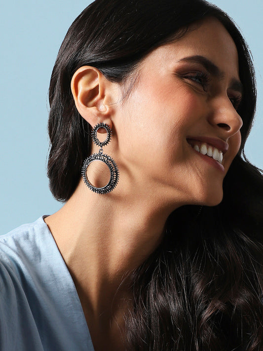 Silver-Plated Contemporary Drop Earrings