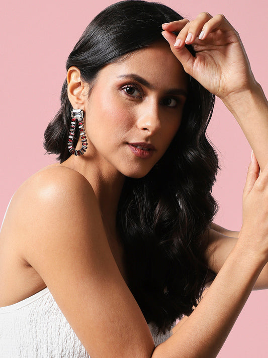 Silver-Plated Contemporary Drop Earrings