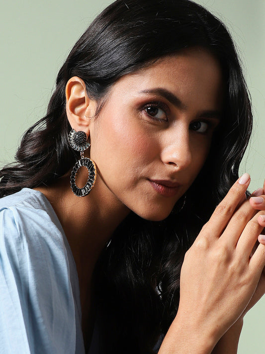 Gold-Plated Circular Shaped Drop Earrings