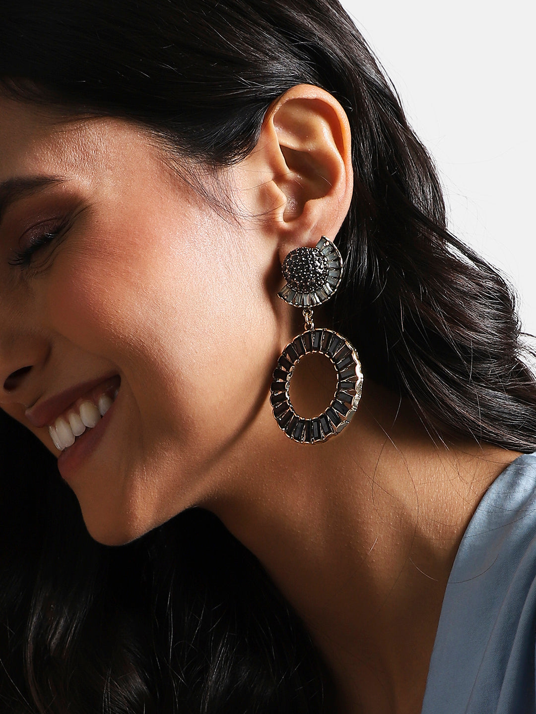 Gold-Plated Circular Shaped Drop Earrings