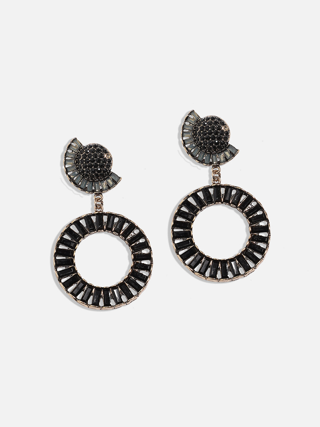 Gold-Plated Circular Shaped Drop Earrings
