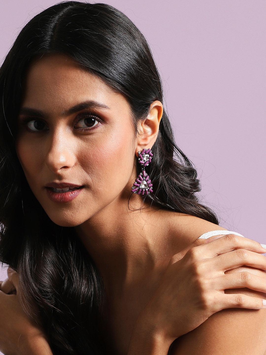 Silver-Plated Contemporary Drop Earrings