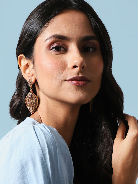 Gold-Plated Contemporary Drop Earrings