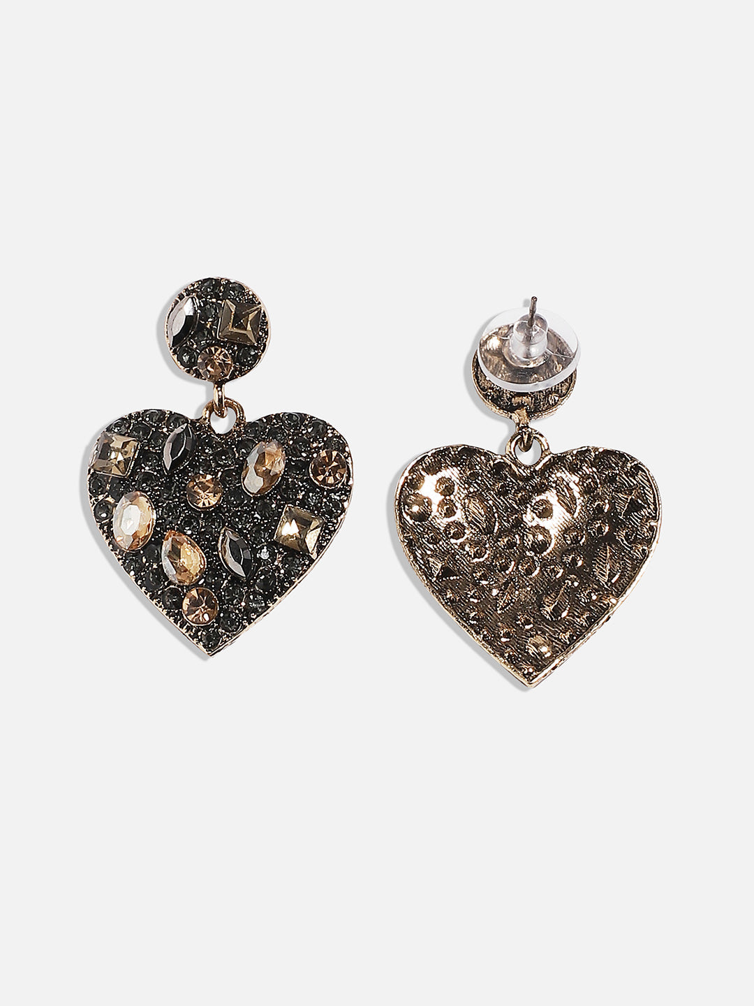 Gold-Plated Heart Shaped Drop Earrings