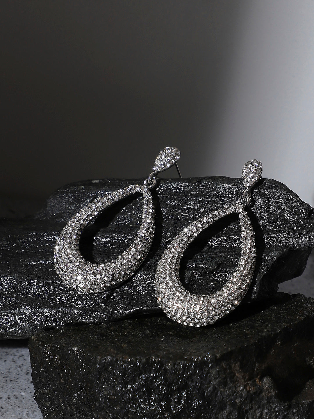 Silver-Plated Contemporary Drop Earrings