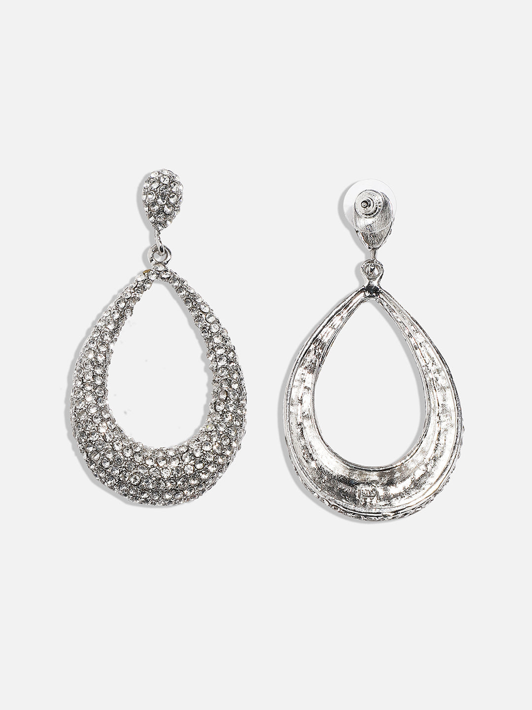 Silver-Plated Contemporary Drop Earrings