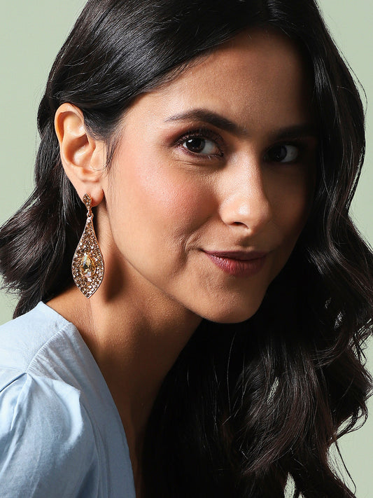 Gold-Plated Contemporary Drop Earrings