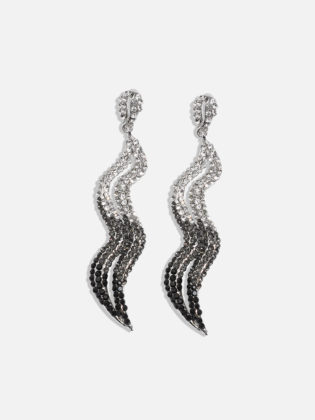 Silver-Plated Oxidised Drop Earrings