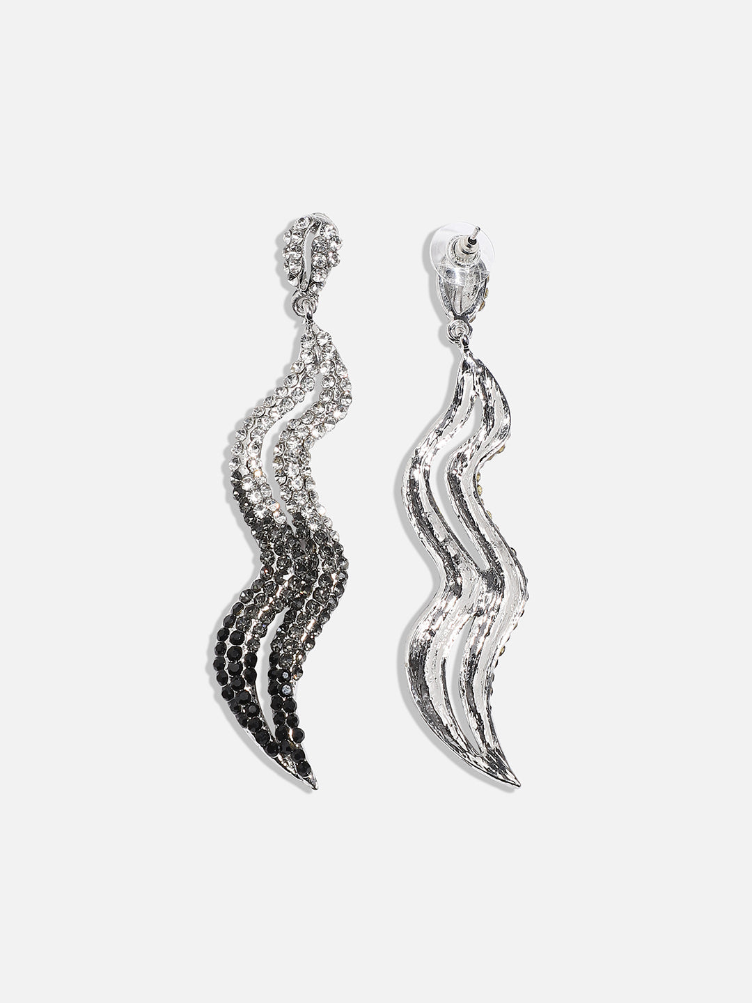Silver-Plated Oxidised Drop Earrings