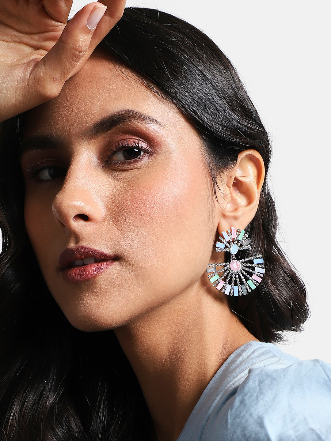 Silver-Plated Oxidised Drop Earrings