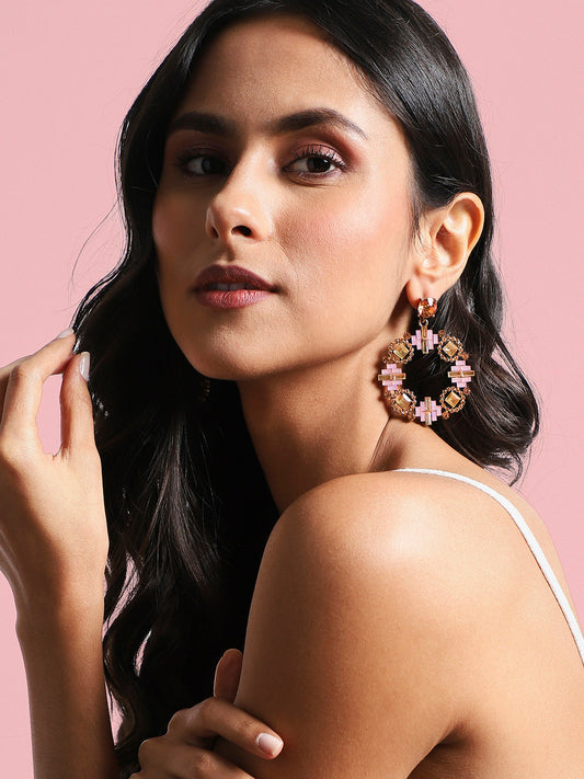 Gold-Plated Contemporary Drop Earrings