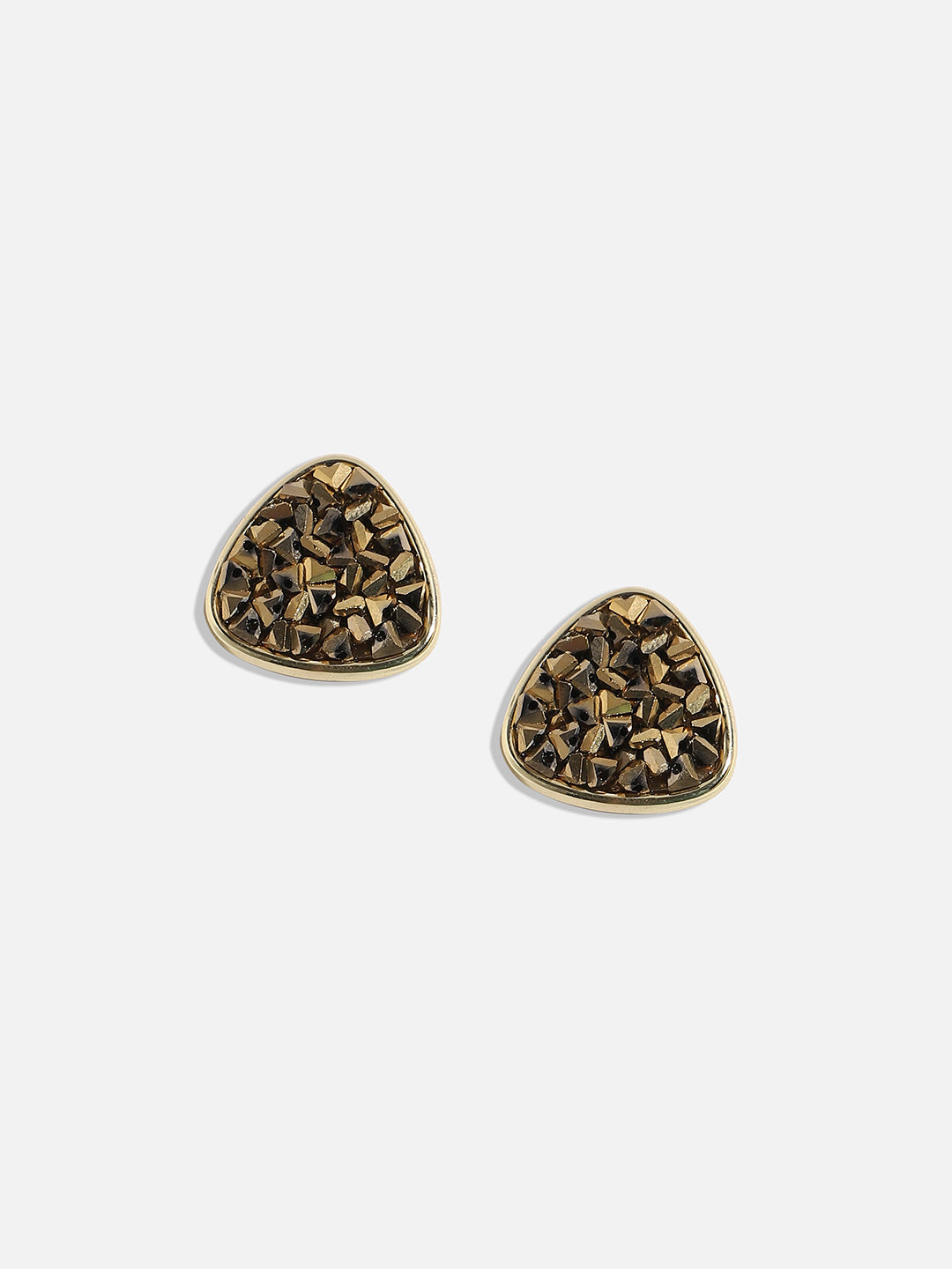 Gold-Plated Artificial Stones-Studded Studs Earrings