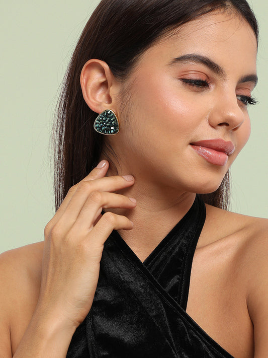 Gold Plated Triangular Shaped Stud Earrings